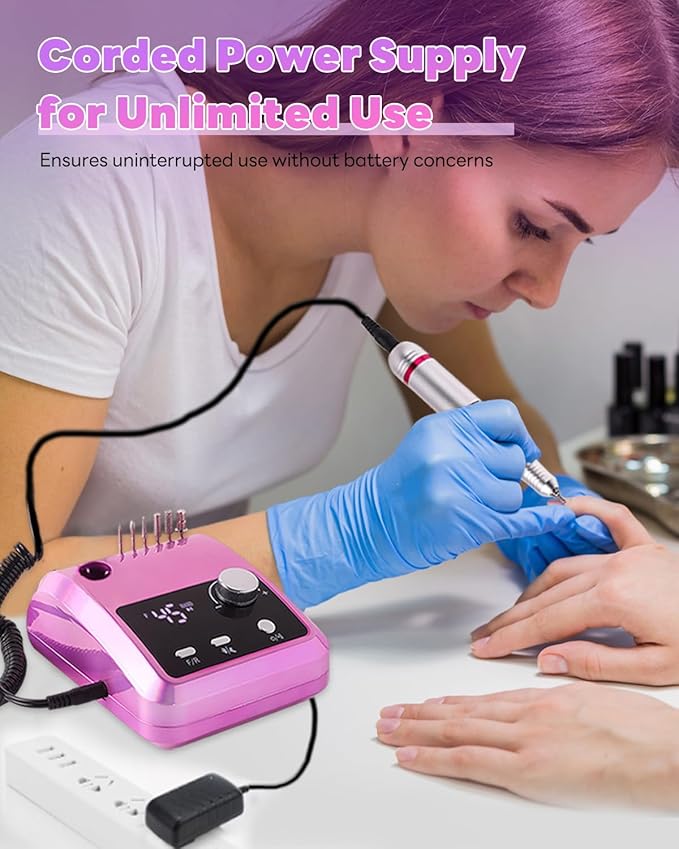 CozyZen Electric Nail Drill Professional: 45000 RPM Nail File Kit Machine with LCD Display, Hand & Foot Control Low Noise for Acrylic, Gel Nails, Manicure & Pedicure - Salon & Home Use (Dazzle)