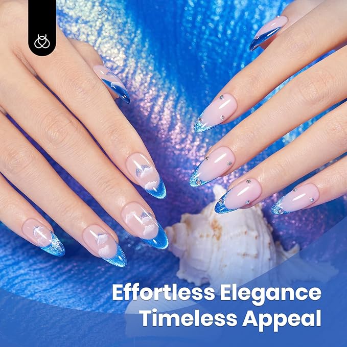 Beetles Blue Cat Eye Gel Polish, 15ML Cat Eye Glitter Gel Polish with Magnet Soak Off UV Shimmer Velvet Gel Stellar Blue Series French Nail Art Manicure Gifts for Women