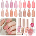AZUREBEAUTY Jelly Nail Polish Set Quick Dry Transparent Nude Pink Purple Brown 4 Colors Sheer Natural Nail Lacquer Fingernail Kit with Top Coat Nail Polish DIY Salon Home