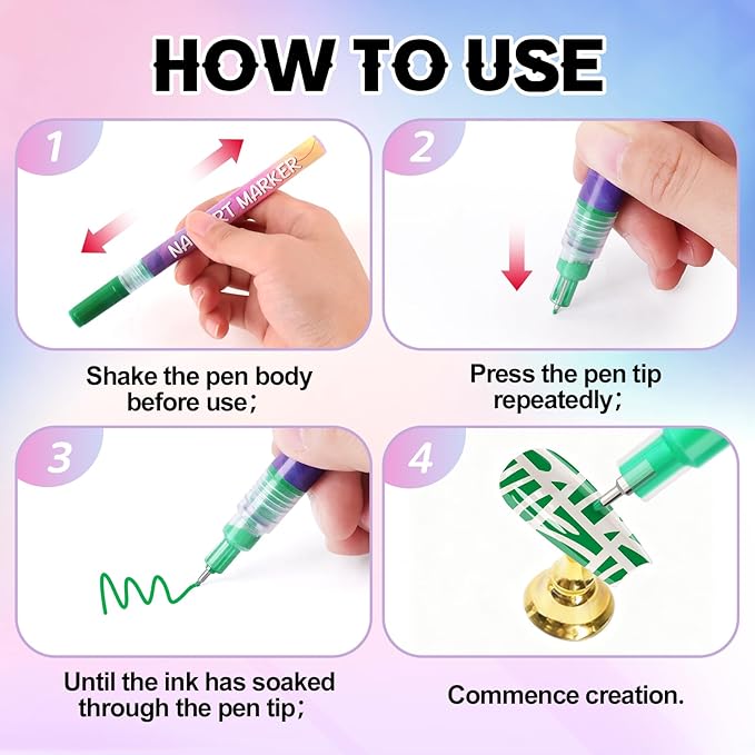 Kalolary 12 Color Nail Art Pens Set, Nail Polish Pens 0.5MM Fine Tip Acrylic Paint Pen Nail Art Markers Quick-Dry Nail Art Tools for Dotting Drawing Painting DIY Nail Art Beauty Manicure(A)