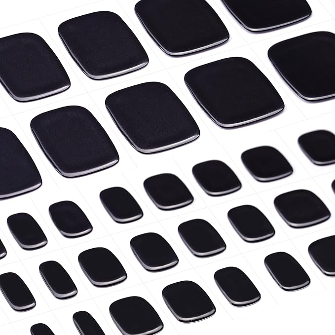 DANNI & TONI Semi Cured Gel Toenail Strips Matte Black (Black Velvet) Solid Color Glazed Gel Pedi Wraps 37 Stickers
