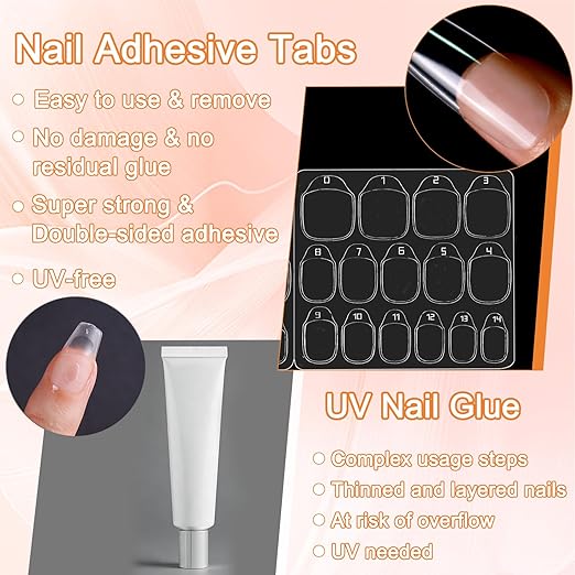 300 Pcs (10 Sheets) Nail Adhesive Tabs, Ultra Thin Double-Sided Nail Sticky Tabs for Press on, 15 Sizes Jelly Nail Glue Stickers Waterproof Press on Nail Sticky Tabs for Manicure Nail Accessories
