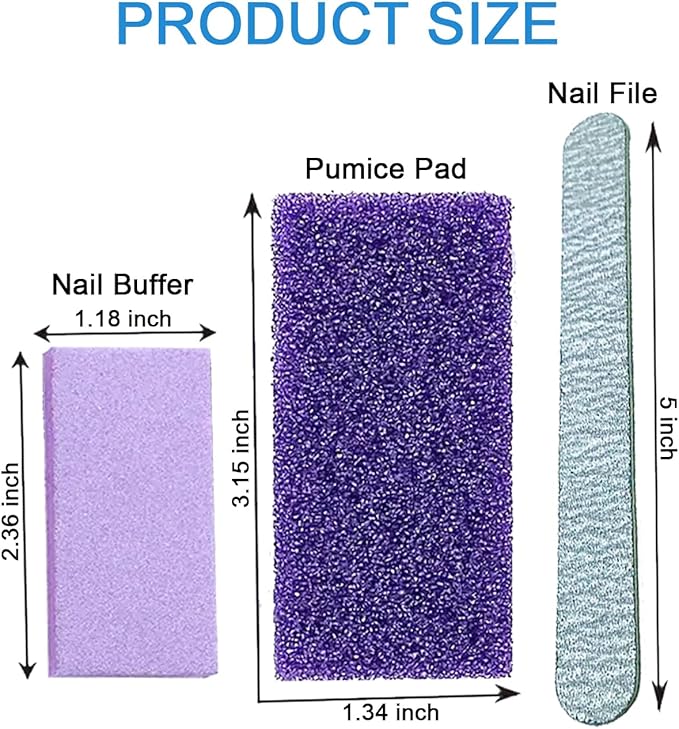 Disposable Pedicure Kit Pedicure Liner Set, Pedi Liner 120cm / 47.25in Blue 30pcs, Disposable Pedi Kit 3-in-1 (Purple Pumice Pad, Mini Buffer, Wood Nail File 100/180 Grit) 30pcs (60-Count)