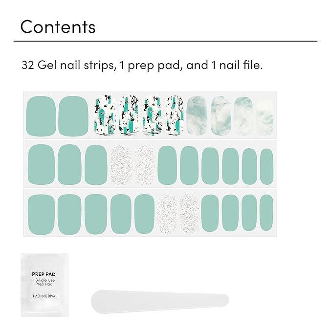 Dashing Diva Gloss Nail Strips - Desert Quartz - UV Free, Chip Resistant, Long Lasting Gel Stickers - Contains 32 Wraps, 1 Prep Pad, 1 File