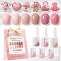 Double Rhythm 6 Pcs Hema Free Gel Polish Set 0.50 OZ Same Color Same Bottle Soak Off Neutral Natural Milky Gel Polish Kit Nail Art Manicure Salon DIY at Home (Nude Pink Beige-H6-1)