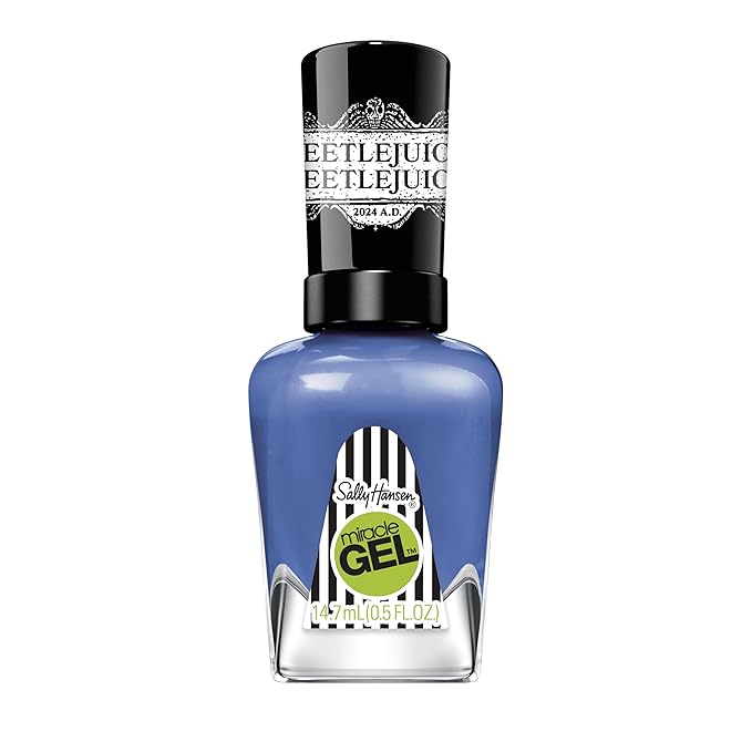 Sally Hansen Miracle Gel Beetlejuice Salon Quality Nail Polish | Gel-Like Formula, Two-Step System, No UV Light Needed, Long Lasting | Opaque, Glossy | 933 Weirder & Weirder | Violet Blue Nail Polish