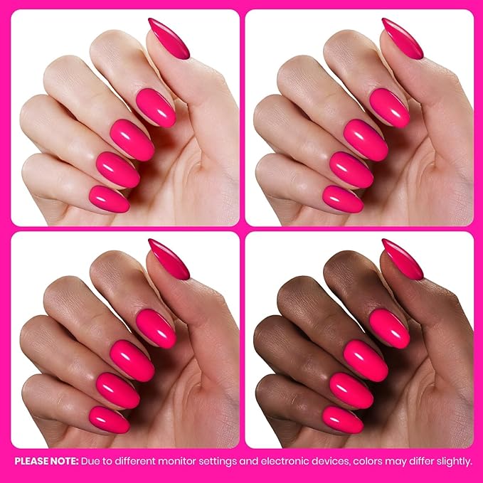 Beetles Raspberry Gel Nail Polish - Raspberry Kiss Hema Free Hot Pink Gel Polish, 15ML/0.51Fl Oz Same Color Same Bottle, Soak Off UV LED Lamp Neon Pink Nails, Spring Summer Nails Art Manicure Salon