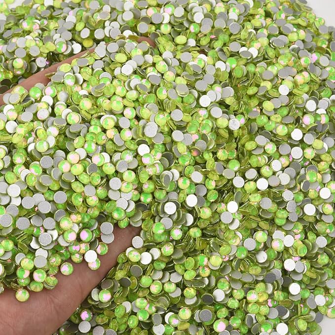 Blinginbox Rhinestones for Crafting,Flatback Rhinestones Glass Gems Stones Round Gemstones Non-Hotfix Crystal for Crafts Nail Decoration,Lemon Lime Crystal(3.8-4.0mm) SS16/1440pcs
