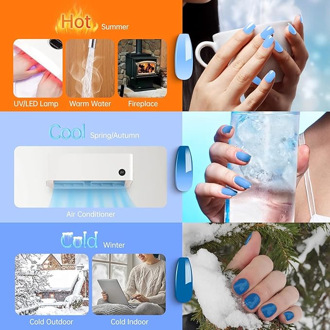 YTD Likomey Color Changing Gel Nail Polish,15ml Light Blue To Blue Mood Temperature Change Colors Thermal Ombre Salon Home Fall Winter Manicure UV Varnish,WB205