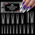 EBANKU Dual Nail Forms for Poly Extension Gel, 150 PCS Clear Claw Nail Molds Reusable 15 Sizes Nail Extension Forms for Builder Gel Manicure Design Salon DIY