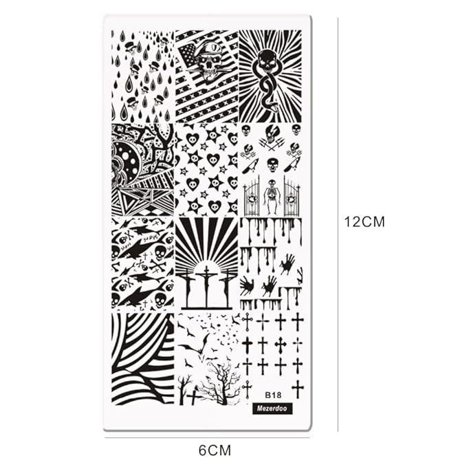 Mezerdoo 10Pcs/lot DIY Manicure Template Unicorn Horses Shark Design Nail Stamping Plates Image