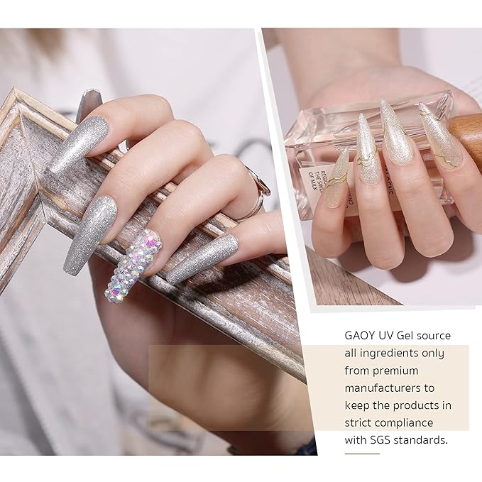 GAOY Gel Nail Polish Kit with UV Light Fast Curing LED Nail Lamp and 6 Gel Polish Colors of Black White Glitter Including Manicure Tools Top/Matte/Base Coat Nail Art Gel Nail Kit