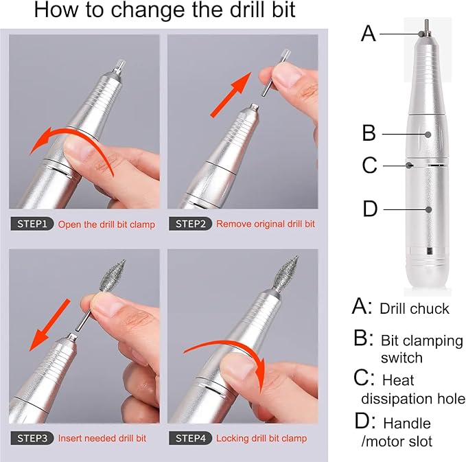 Electric 45000RPM Nail Drill Machine Rechargeable Portable Nail File Electric DIY Nail Drill Kit with Smart LCD Screen for Gel Nail Manicure and Pedicure Reflective Body etc(Pink)