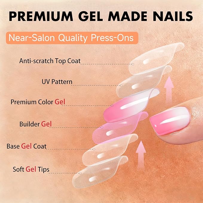 Chrome Ombre Hot Pink Press on Nails Short Square, Glazed Cute Fake Nails with Sparkle Mirror Design, Shiny Glitter Glue on Nails Short, Gradient Nude Fushia Gel Nail Press ons with Glue 30 Pcs