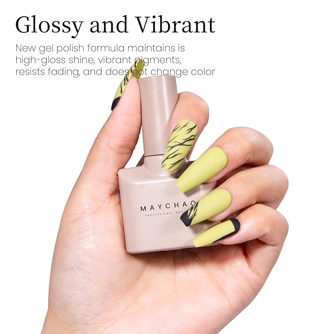 MAYCHAO 15ML Kiwi Green Gel Nail Polish 1Pc Fresh Greenery Gel Polish Soak Off UV LED Nail Polish Nail Art Starter Manicure Salon DIY at Home, 0.5 OZ