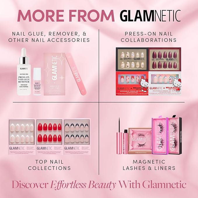 Glamnetic Press On Nails - Sheer Pink | Medium Almond Fake Nails, Sheer Light Pink Neutral, Salon Quality | 15 Sizes - 30 Nail Kit Wtih Glue