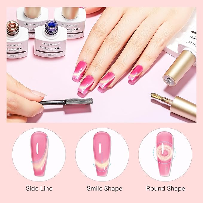 Cat Eye Gel Nail Polish Set-10 Colors with Magnet Cats Eye Gel Polish Silver Pink Blue Jelly Glass Effect Crystal Glitter Cateye UV Kit Home Manicure DIY Nail Art