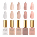APRÉS Gel Couleur Combo Set, 5 Color Gel Nail Polish, HEMA-Free & TPO-Free, Bright Nude Pastel Colors with Brush-X Nail Art Brush (My Nails But Better)