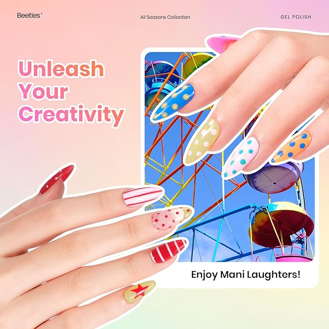 Beetles Spring Gel Polish Set - Color Rhythm Colleciton, 25 Colors Yellow Pink Blue Purple Spring Colors Polish with Base Top Coat Trendy Colors Uv LED Lamp Salon DIY at Home Nails Gifts for Women