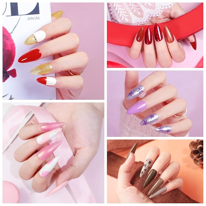 Coscelia 73pc Gel Nail Polish Kit with U V light, 60 Bottles Gel Nail Polish Soak off Top Base Coat Spring Colors Enchantment Collection Glitter Nail Rhinestones Gel Manicure Kit Valentines Day Gifts
