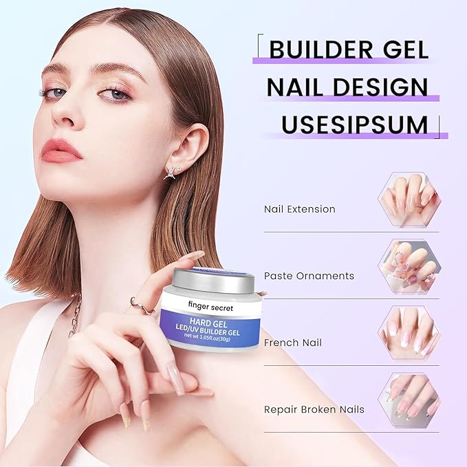 Hard Gel Builder Gel for Nails Strong Durable Hand Nude 3D Sculpting for Nail Extension 2oz (clear&pink, 1fl.oz*2)