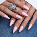 CurvLife Press On Nails – 30Pcs Soft Gel Almond Fake Nails, Reusable Glue On Nail Kit with Adhesive Tabs, Natural Fit & Salon-Quality for Women & Girls (Pink Aura)