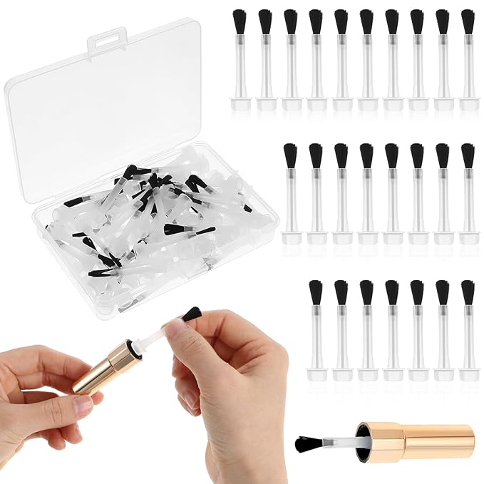 25pcs Disposable Dip Replacement Brush, Dipping Powder Liquid Nail Art Brush Set Fine Soft Bristles Nail Polish Brush Kit with Handle for Home DIY Salon