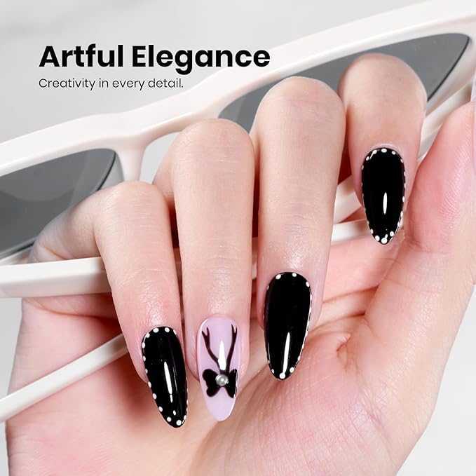 Beetles Black Gel Polish - VoidBlack 15ML/0.51Fl Oz, Black Gel Nail Polish, Same Color Same Bottle STAY SHINING, Soak Off UV LED Lamp Classic Nails Art, Manicure Salon DIY Home Nails