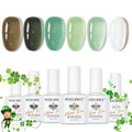 modelones Jelly Green Gel Nail Polish Set, Hema Free Sheer White Lime Olive Emerald Shade Mint Sage Green Gel Nail Kit 6 Transparent Colors Soak Off UV 2026 Spring St Patricks Nail Art DIY
