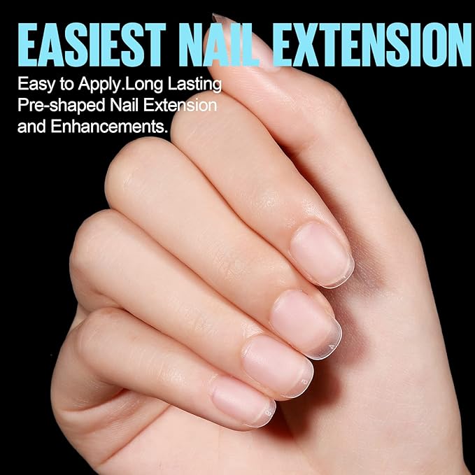 TOMICCA Extra Short Oval Nail Tips - 450Pcs Acrylic Nail Tips, 15 Sizes Fake Gel Tips, Double-sided Matte Full Cover Gel Tips for Nail Extensions