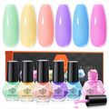modelones Nail Polish Set, 6 Colors Spring Summer Easter Macaron Pastel Nail Polish Soft Pink Purple Blue Green Orange Quick Dry Nail Polish Kit Salon Home DIY Manicure Kit Gift For Women Girl
