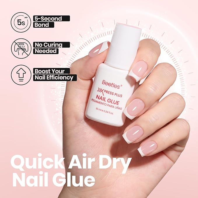 Beetles Fast Dry Nail Glue, Builder Top Coat & Remover Set, Strong Hold & High Shine for Press-On Nails and French Tips, DIY Gift For Women