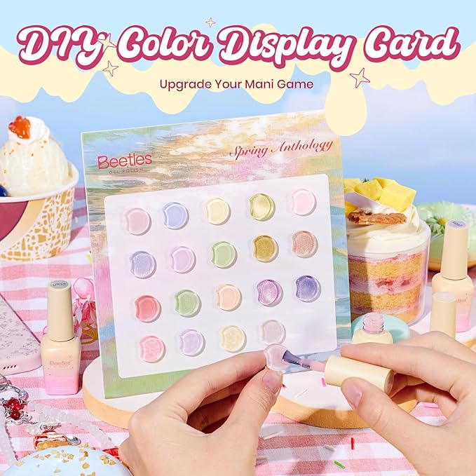 Beetles Pastel Gel Nail Polish Set - Spring Anthology 20 Colors Gel Polish Cat Eye Pink Yellow Blue Green Pearl Shimmer UV LED Nail Gel Base Top Coat Nail Tool Home Salon Spring Summer Gift for Women