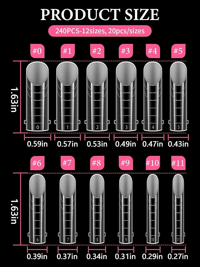 240 Pcs Poly Gel Toe Nail Form Kit - EBANKU Reusable Dual Toe Molds for Acrylic Extensions and Pedicure | Full Cover Nail Tips with Dual-Ended Gel Brush and Nail File | At-Home or Professional Use