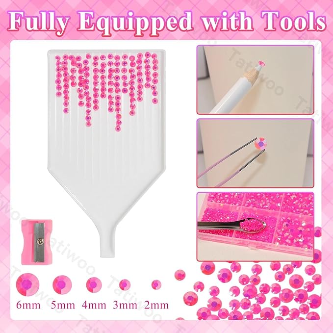 20000Pcs Hot Pink Flatback Jelly Resin Rhinestones for Bedazzling, Mix Sizes Crystal Rhinestones Gems, Hot Pink Gems Bedazzling for Crafting, Flatback Rhinestone for DIY Face Makeup Crafts Tumblers