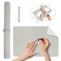 Diesisa Nail Art Table Mat,Foldable Nail Arm Rest Pad for Nails,Soft Microfiber PU Leather Nail Mat for Table,Waterproof Manicure Pad,Nail Table Pad for Nail Technician Salon Home-Grey