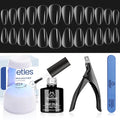 Beetles Gel Nail Kit Short Almond, 240Pcs Easy Nail Extension Set Shaped Clear Tips with 5 in 1 Nail Glue Base & Top Coat and Mini UV Lamp, Nail Tips Art Acrylic Nail Kit Gifts for Women