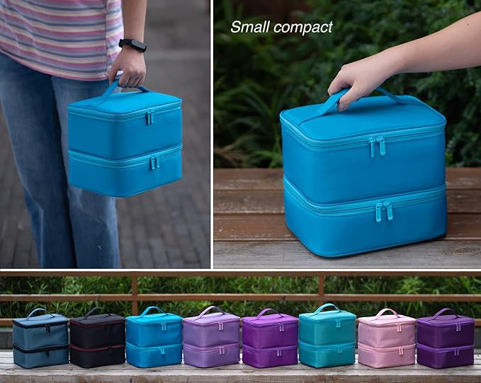 ButterFox Nail Polish Carrying Case Bag Storage Organizer, Fits up to 60 Nail Polish Bottles, Pockets for Manicure Accessories - Sky Blue