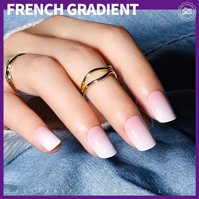 Teenitor Short Press on Nails, 312pcs French Nail Manicure Kit, False Nails with Design, French Tip Nails Extra Short Square Nails Press ons