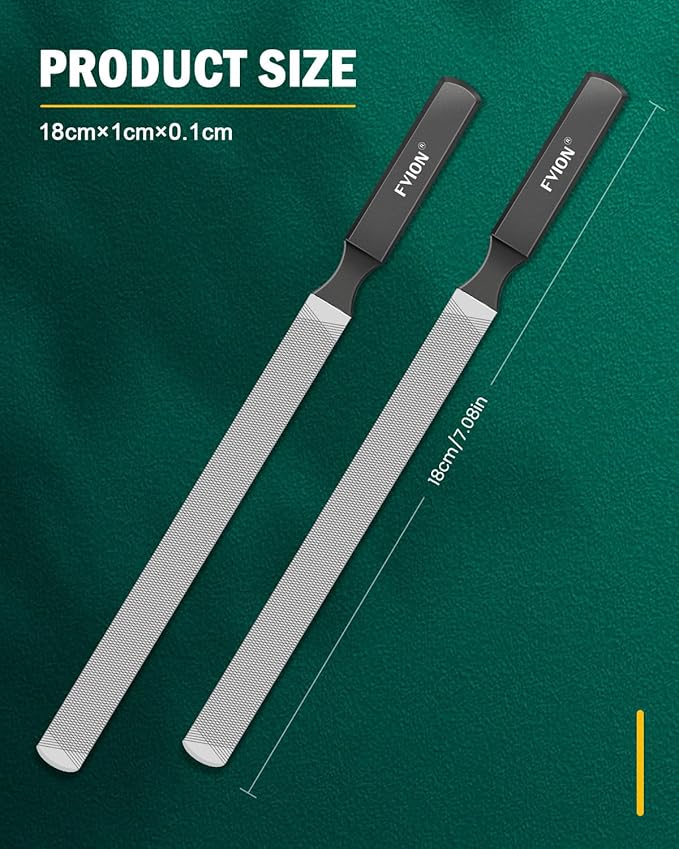 FVION 2 PCS Metal Long Nail File for Thick Nails – Stainless Steel Toenail File, Durable and Efficient Nail Files for Natural Nails and Pedicure