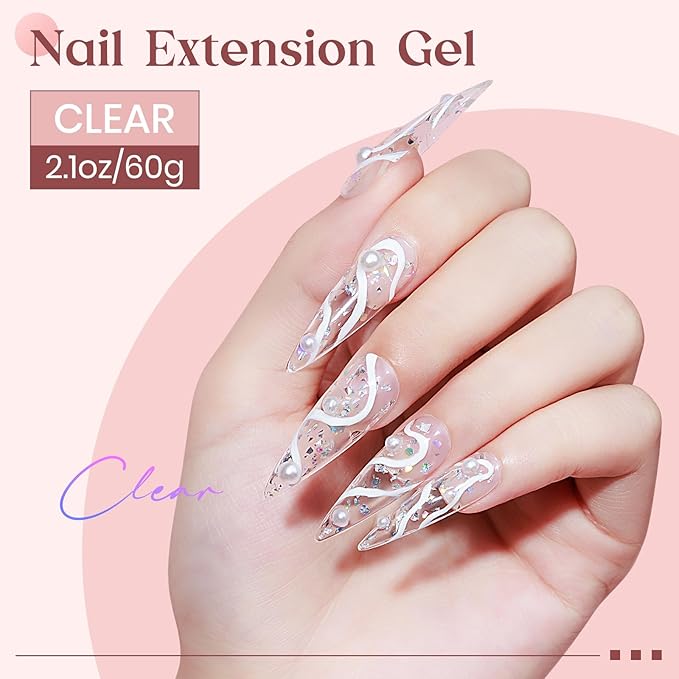 MIZHSE Solid Builder Gel, 2.1oz/60g Clear 3D Nail Gel Builder for Nails Non-sticky Simple Sculpture Molding Gel for Beginner & Professional DIY Salon Nail Art Design Home Manicure