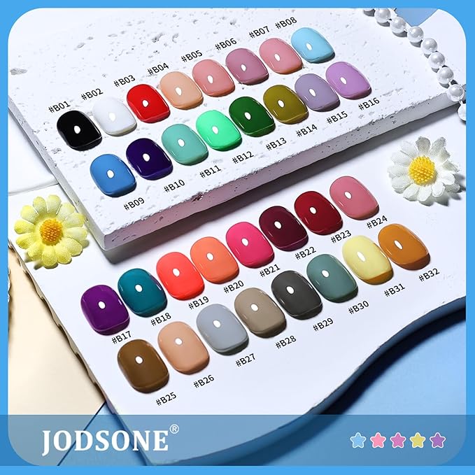JODSONE Same Color Same Bottle 36 Colors Gel Nail Polish with U V Light Soak Off Glitter Base Top Matte Coat Manicure Salon Home DIY