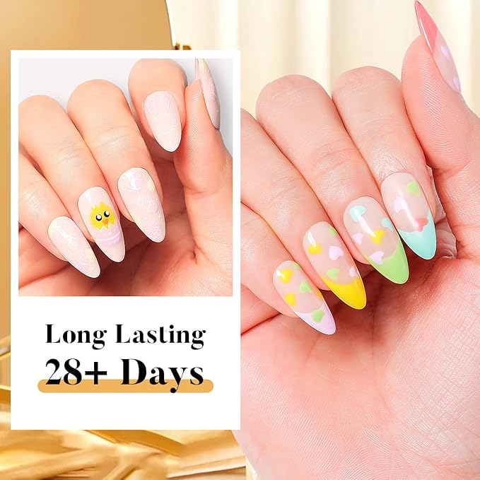 Nicedeco Gel Nail Polish Nail 12 Colors, Hema Free, Cruelty Free, Vegan, Pastel Pink Yellow U V Gel Manicure DIY Home for Women Girls Kit 10
