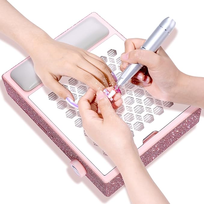 Nail Dust Collector, Cordless Dust Collector Nail Tech, Professional 550PA Vacuum Fan Vent Dust Extractor Quiet Dust Suction Machine for Acrylic Nails Polishing, Nail Salon&Home