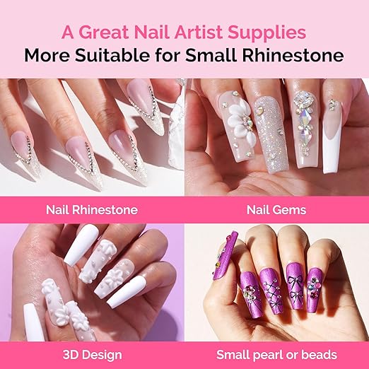MelodySusie Nail Rhinestone Glue Set, 3D Gel Nail Art Design Strong Adhesive Nail Gem Glue for Nail Charms Gems Jewelry Decoration DIY Manicured at Home Cured Need Beauty Gifts for Women