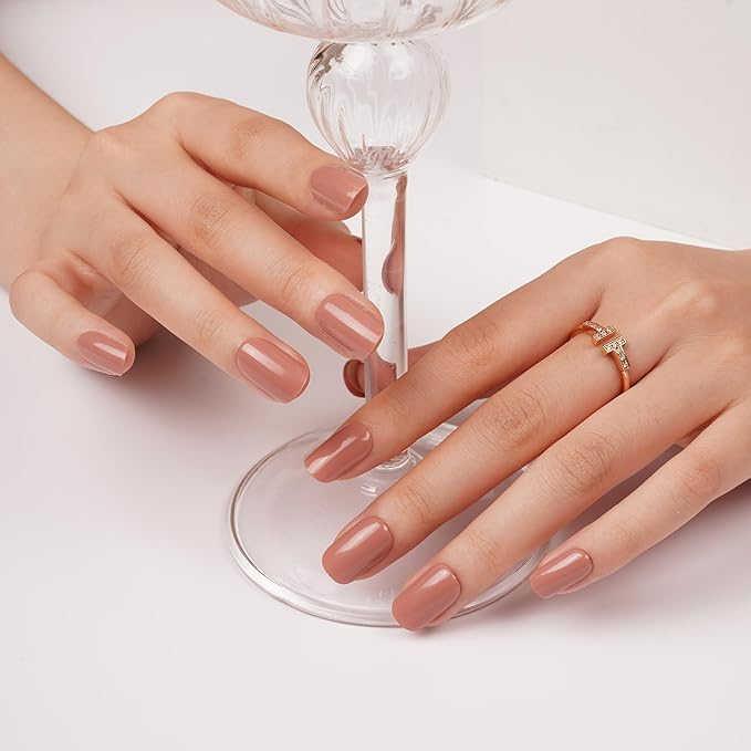 DANNI & TONI Semi Cured Gel Nail Strips Mauve Nude (Blissful) Natural Gel Nail Wraps Gift for Woman