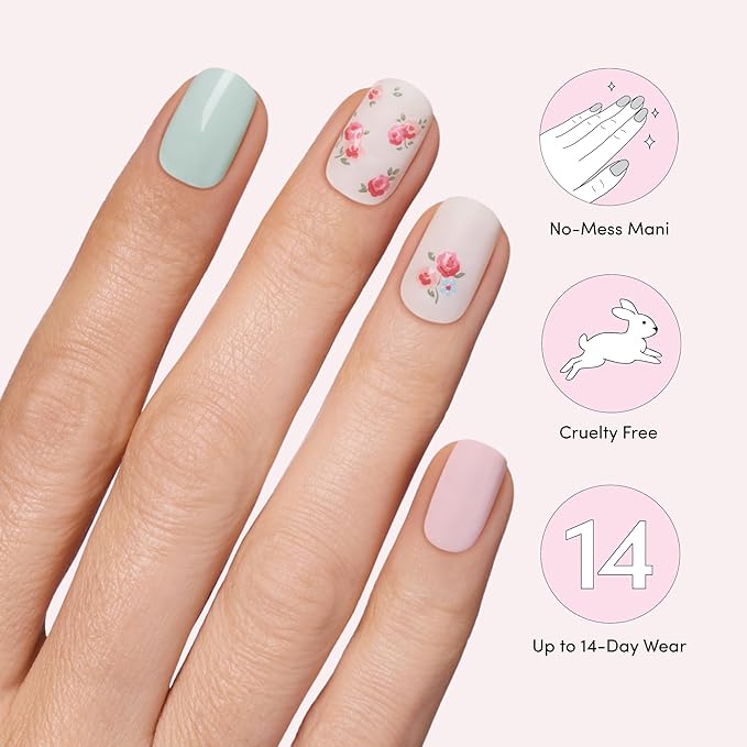 Dashing Diva Gloss Nail Strips Bundle - The Vintage Florals Collection - So Very Victorian & Heavens Gate - UV Free, Chip Resistant, Long Lasting Gel Stickers - Contains 2 Sets
