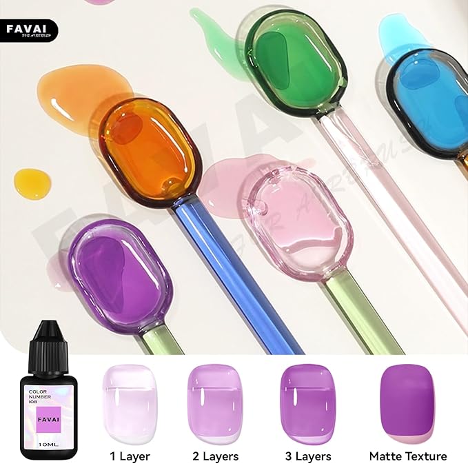 FAVAI ICE Collection (#I) 12 Colors Airbrush Gel Nail Polish Air Gel Set - 12 Crystal Translucent Colors for Stunning Nail Art 12 * 10ml