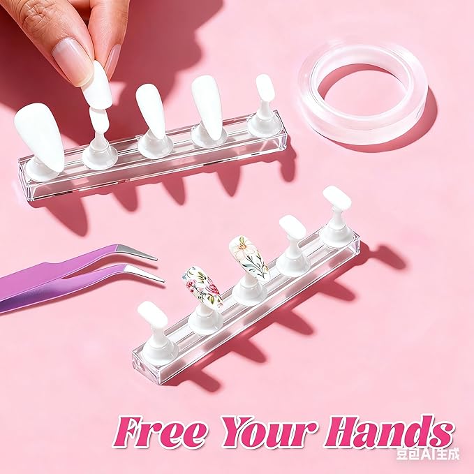 Nail Art Tools Kit with 15 Nail Art Brushes, 5 Dotting Tools, Nail Stand for Press-on, Nail Design Tools for Salon & DIY Home Manicure (White)