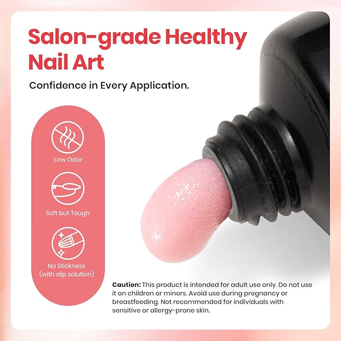 Beetles Nail Extension Gel, 4 Colors Poly Nail Gel Kit with Base & Top Coat, Slip Solution & Brush, All-in-One Starter Kit for Home Manicure, Holiday Gift for Women